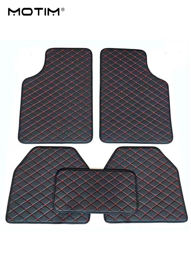 Motim 5 Pcs Leather Car Floor Mat Set for Cars SUVs and Trucks, Waterproof Car Flooring, Car Floor Liners All Weather Protection, Suitable for Most Vehicles - Image 1